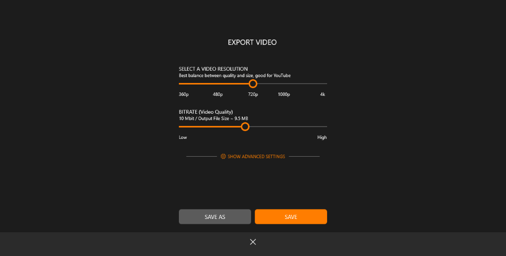 Select settings of your final video