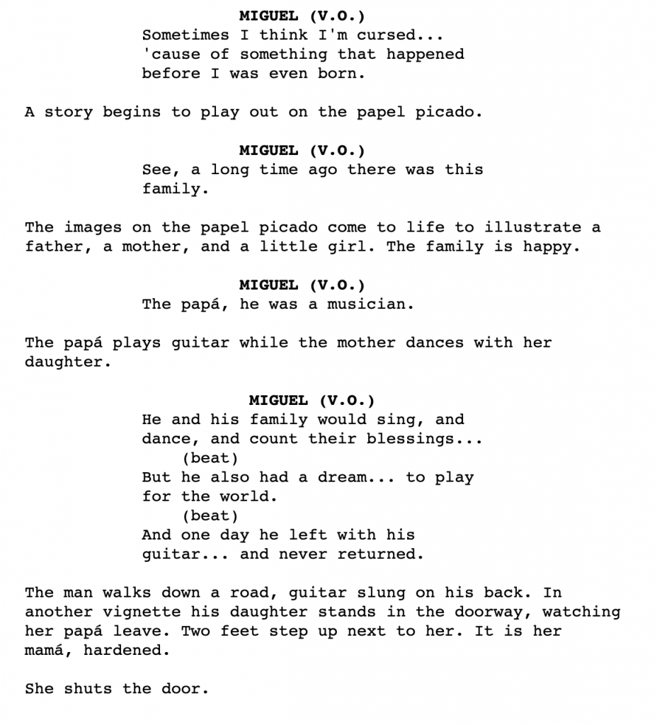 The example of a movie script