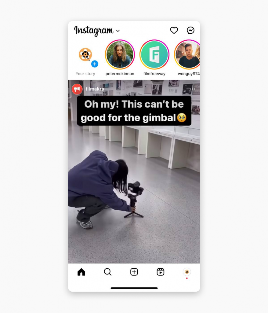 Tap on your profile picture at the top left corner of your Instagram home page to open Stories. 