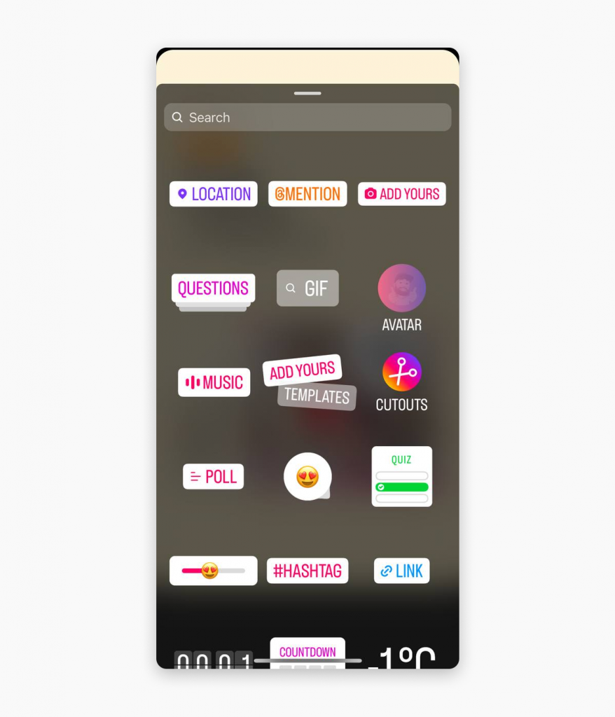 Now, swipe up to see Instagram Stories editing tools, such as locations, GIFs, music, and link stickers - that's what we need! 