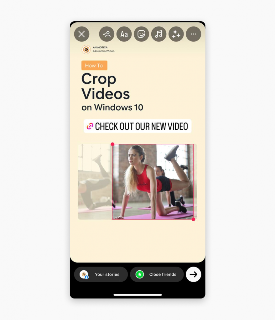 Hit 'Your Story' at the bottom of the screen, and your story with a link sticker that leads to your YouTube video is now seamlessly shared as an Instagram Story.